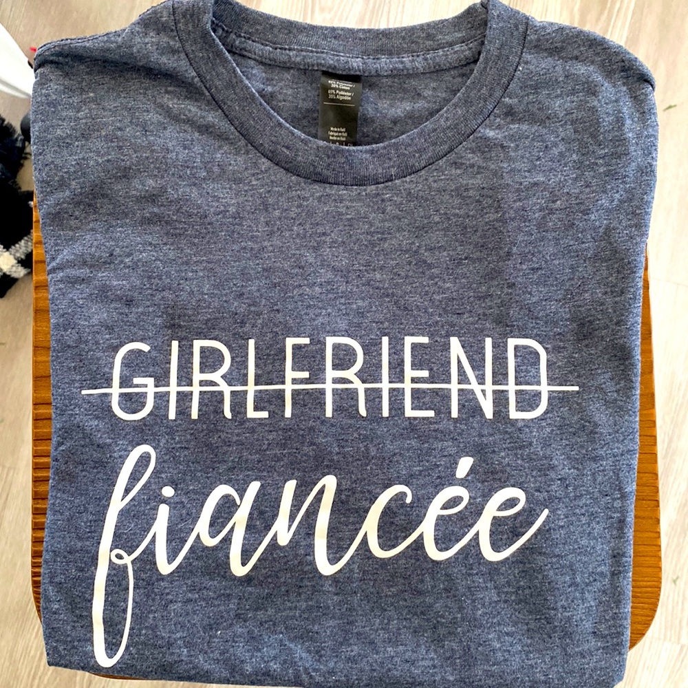 Small slate blue fiancée t-shirt